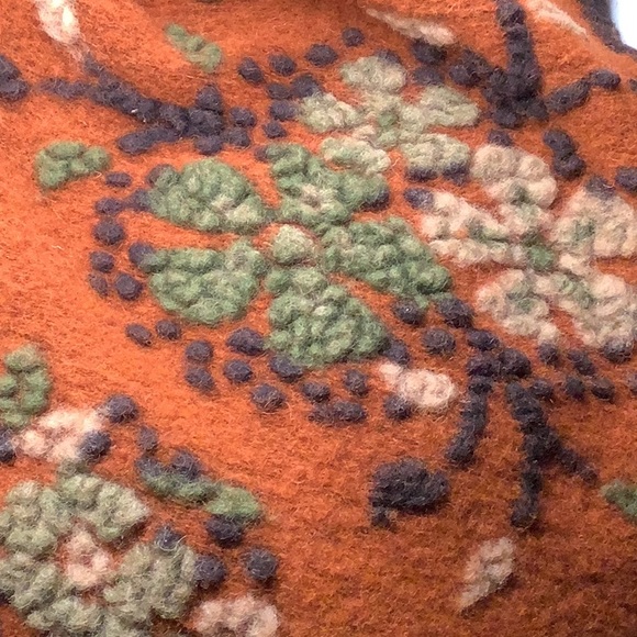 Rust and Black Floral Embroidered Wool Blend Jacket - Picture 10 of 12